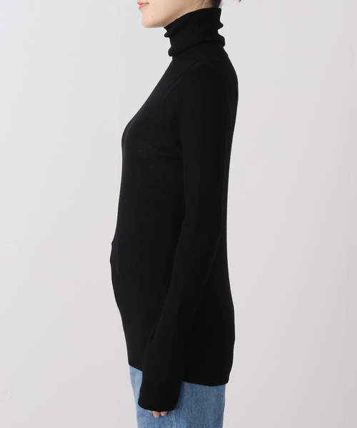 セール】*Wool Sheer Rib タートルネック プルオーバー（ニット
