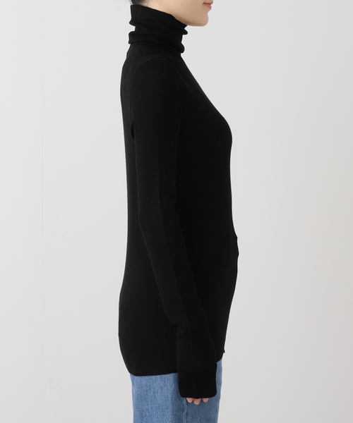 セール】*Wool Sheer Rib タートルネック プルオーバー（ニット