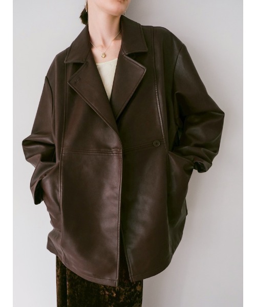sahara（サハラ）の「2way Collar Over Jacket/２ウェイカラーオーバージャケット（その他アウター・レディース・ブラック/ブラウン/クリーム・FREE）」の5枚目の写真