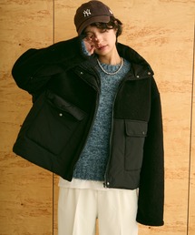uchi.（ウチ）の「フリースボア×ナイロン切替 中綿ショートブルゾン（ブルゾン）」