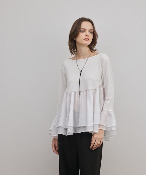 Diagram(ダイアグラム)の「フレアカットトップ(Tシャツ/カットソー・レディース・ホワイト/グレー/ブラック・36)」の2枚目の写真