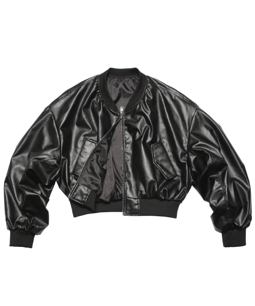 ROCKPSYCHO(ロックサイコ)の「レザー クロップ航空ジャンパーSS-ブラック(ブルゾン・メンズ・その他・MEDIUM/LARGE)」の1枚目の写真