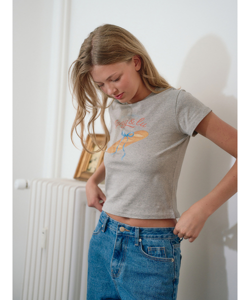LANGNLU(ラングアンドルー)の「バゲットTシャツ(バゲット)_グレー(Tシャツ/カットソー・レディース・グレー・FREE)」の1枚目の写真