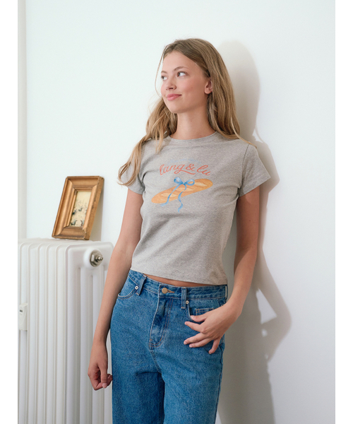 LANGNLU(ラングアンドルー)の「バゲットTシャツ(バゲット)_グレー(Tシャツ/カットソー・レディース・グレー・FREE)」の2枚目の写真