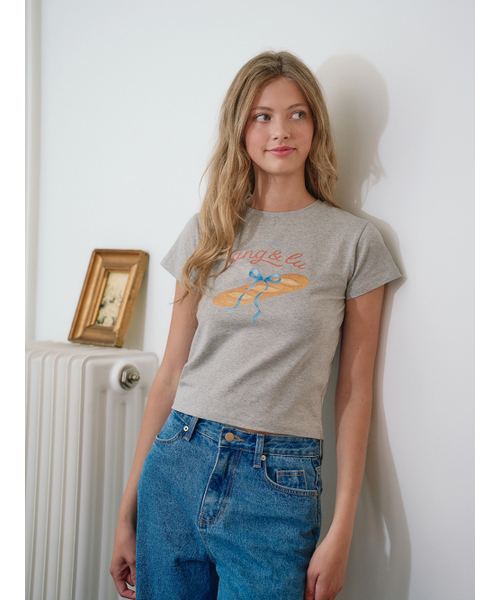 LANGNLU(ラングアンドルー)の「バゲットTシャツ(バゲット)_グレー(Tシャツ/カットソー・レディース・グレー・FREE)」の3枚目の写真