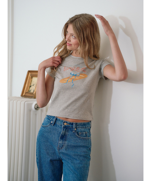 LANGNLU(ラングアンドルー)の「バゲットTシャツ(バゲット)_グレー(Tシャツ/カットソー・レディース・グレー・FREE)」の4枚目の写真