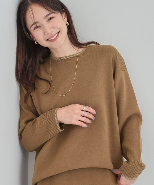 SHOO・LA・RUE（シューラルー）の「【洗濯機可/セットアップ可/毛玉になりにくい】クルーネックニット（ニット/セーター・レディース・ライトパープル/グリーン系/ダークブラウン/ブラック/イエロー系その他/ライトベージュ・01/02/03/04）」の2枚目の写真