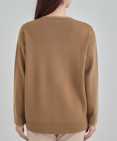 SHOO・LA・RUE（シューラルー）の「【洗濯機可/セットアップ可/毛玉になりにくい】クルーネックニット（ニット/セーター・レディース・ライトパープル/グリーン系/ダークブラウン/ブラック/イエロー系その他/ライトベージュ・01/02/03/04）」の12枚目の写真