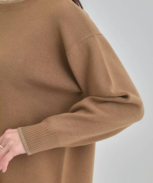 SHOO・LA・RUE（シューラルー）の「【洗濯機可/セットアップ可/毛玉になりにくい】クルーネックニット（ニット/セーター・レディース・ライトパープル/グリーン系/ダークブラウン/ブラック/イエロー系その他/ライトベージュ・01/02/03/04）」の14枚目の写真