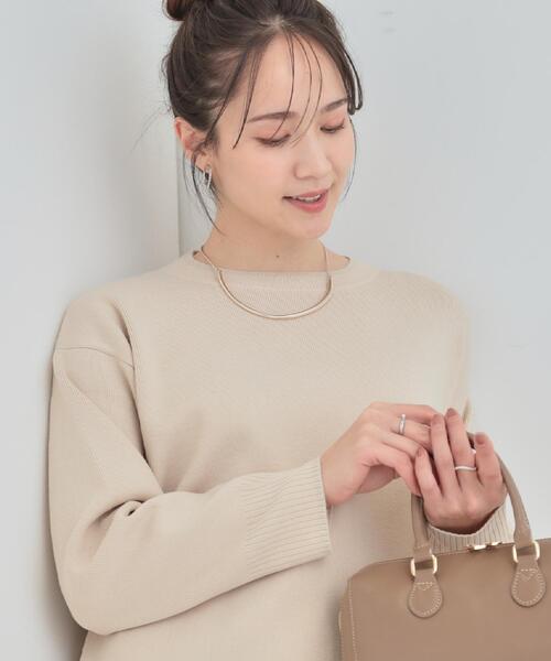 SHOO・LA・RUE（シューラルー）の「【洗濯機可/セットアップ可/毛玉になりにくい】クルーネックニット（ニット/セーター・レディース・ライトパープル/グリーン系/ダークブラウン/ブラック/イエロー系その他/ライトベージュ・01/02/03/04）」の16枚目の写真