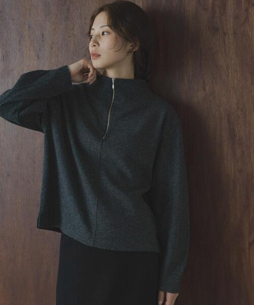 URBAN RESEARCH Sonny Label（アーバンリサーチサニーレーベル）の「ジャージーボトルネックプルオーバー（Tシャツ/カットソー・レディース・グレー/チャコールグレー/アイボリー・FREE）」の3枚目の写真