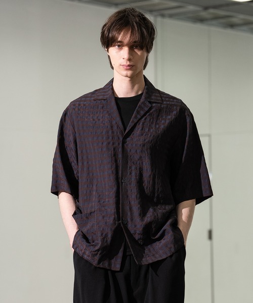 CITY TOKYO(シティトウキョウ)の「【CITY TOKYO/シティートーキョー】Seersucker shirt jacket(シャツ/ブラウス・メンズ・チェック/ブラック・1/2)」の1枚目の写真