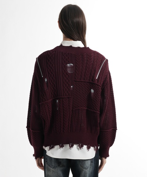 HARE（ハレ）の「BIGダメージVネックニット(HARE)（ニット/セーター・メンズ・レッド/ブラック/パープル・FREE）」の20枚目の写真