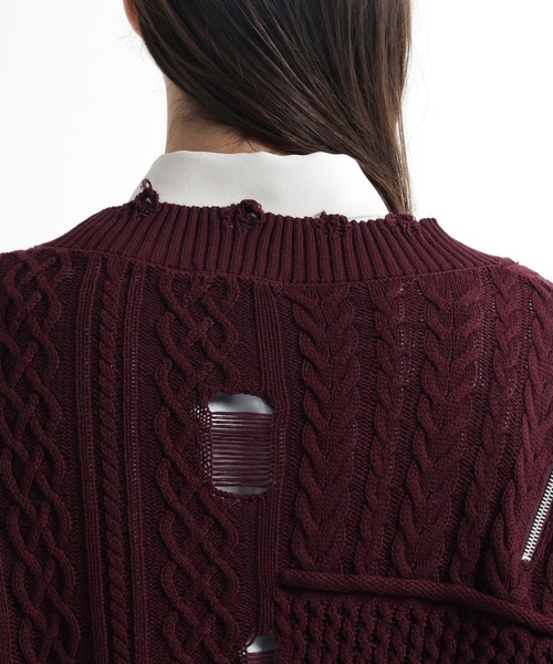 HARE（ハレ）の「BIGダメージVネックニット(HARE)（ニット/セーター・メンズ・レッド/ブラック/パープル・FREE）」の21枚目の写真