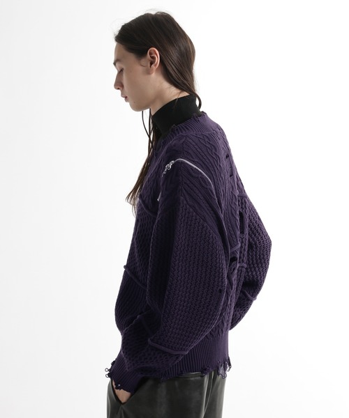 HARE（ハレ）の「BIGダメージVネックニット(HARE)（ニット/セーター・メンズ・レッド/ブラック/パープル・FREE）」の17枚目の写真