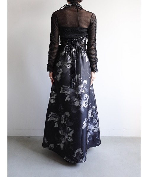sahara（サハラ）の「Flower Jacquard Flare Skirt（スカート・レディース・ブラック/アイボリー/ブラウン・S/M）」の9枚目の写真