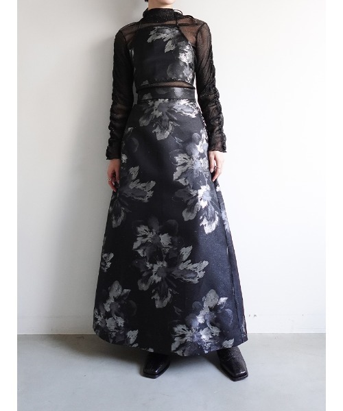 sahara（サハラ）の「Flower Jacquard Flare Skirt（スカート・レディース・ブラック/アイボリー/ブラウン・S/M）」の10枚目の写真