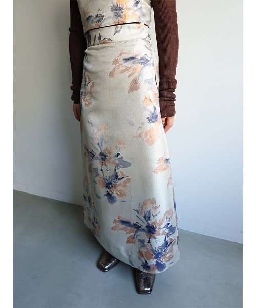 sahara（サハラ）の「Flower Jacquard Flare Skirt（スカート・レディース・ブラック/アイボリー/ブラウン・S/M）」の17枚目の写真