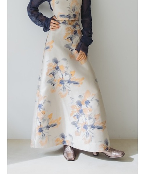 sahara（サハラ）の「Flower Jacquard Flare Skirt（スカート・レディース・ブラック/アイボリー/ブラウン・S/M）」の12枚目の写真