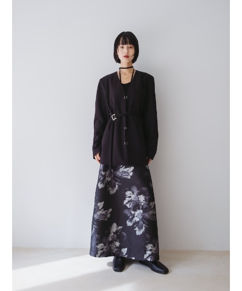 sahara（サハラ）の「Flower Jacquard Flare Skirt（スカート・レディース・ブラック/アイボリー/ブラウン・S/M）」の4枚目の写真