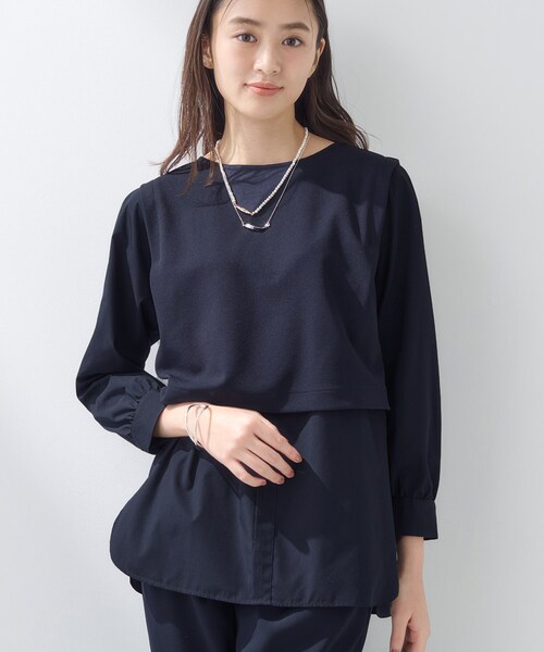 INDIVI(インディヴィ)の「【洗える/UVケア】レイヤード風デザイントップス(Tシャツ/カットソー・レディース・ベージュ/ブラック/ネイビー系5・38/15 /13/05/40/19/36)」の13枚目の写真