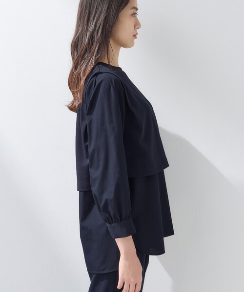 INDIVI(インディヴィ)の「【洗える/UVケア】レイヤード風デザイントップス(Tシャツ/カットソー・レディース・ベージュ/ブラック/ネイビー系5・38/15 /13/05/40/19/36)」の18枚目の写真