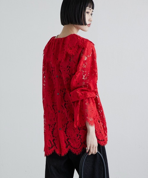 Lui's（ルイス）の「スカラップレースバックオープンシャツ（シャツ/ブラウス・レディース・ブラック/レッド・FREE）」の15枚目の写真