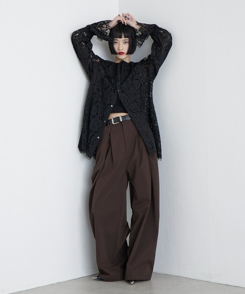 Lui's（ルイス）の「スカラップレースバックオープンシャツ（シャツ/ブラウス・レディース・ブラック/レッド・FREE）」の22枚目の写真