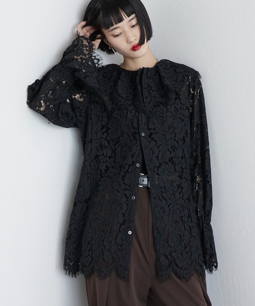 Lui's（ルイス）の「スカラップレースバックオープンシャツ（シャツ/ブラウス・レディース・ブラック/レッド・FREE）」の16枚目の写真