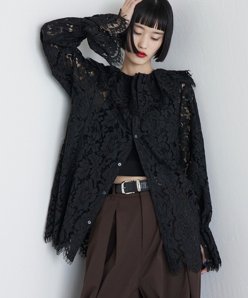 Lui's（ルイス）の「スカラップレースバックオープンシャツ（シャツ/ブラウス・レディース・ブラック/レッド・FREE）」の17枚目の写真