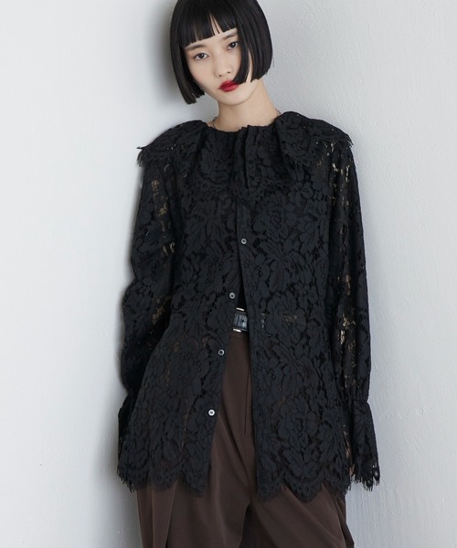 Lui's（ルイス）の「スカラップレースバックオープンシャツ（シャツ/ブラウス・レディース・ブラック/レッド・FREE）」の20枚目の写真