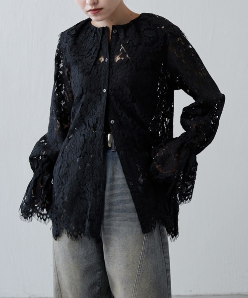 Lui's（ルイス）の「スカラップレースバックオープンシャツ（シャツ/ブラウス・レディース・ブラック/レッド・FREE）」の15枚目の写真