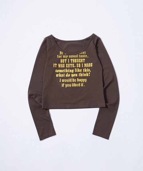 WHO'S WHO gallery（フーズフーギャラリー）の「【WEB限定】フレーズロゴトップス（Tシャツ/カットソー・レディース・ダークブラウン/ネイビー/マスタード/オフホワイト/グレー/ブラック/サックスブルー・FREE）」の11枚目の写真