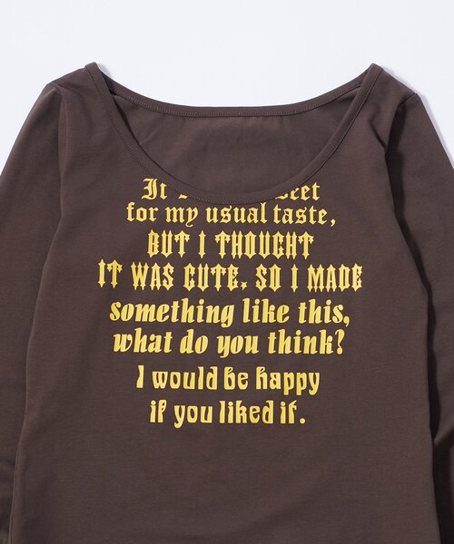 WHO'S WHO gallery（フーズフーギャラリー）の「【WEB限定】フレーズロゴトップス（Tシャツ/カットソー・レディース・ダークブラウン/ネイビー/マスタード/オフホワイト/グレー/ブラック/サックスブルー・FREE）」の12枚目の写真