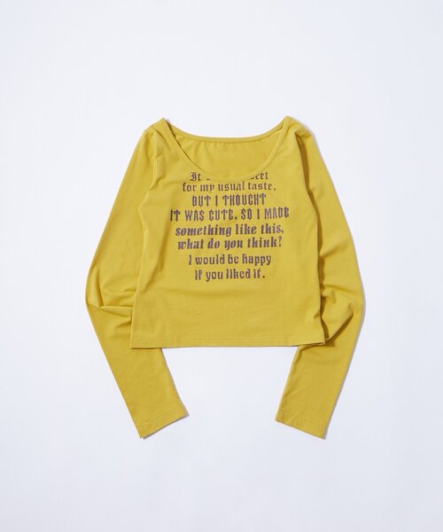 WHO'S WHO gallery（フーズフーギャラリー）の「【WEB限定】フレーズロゴトップス（Tシャツ/カットソー・レディース・ダークブラウン/ネイビー/マスタード/オフホワイト/グレー/ブラック/サックスブルー・FREE）」の13枚目の写真