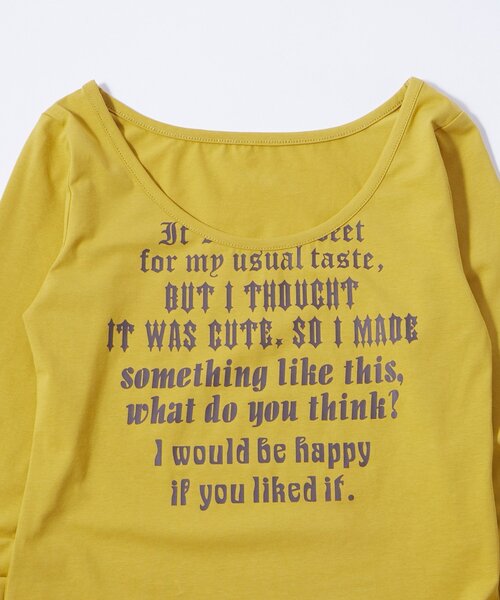 WHO'S WHO gallery（フーズフーギャラリー）の「【WEB限定】フレーズロゴトップス（Tシャツ/カットソー・レディース・ダークブラウン/ネイビー/マスタード/オフホワイト/グレー/ブラック/サックスブルー・FREE）」の14枚目の写真