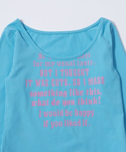 WHO'S WHO gallery（フーズフーギャラリー）の「【WEB限定】フレーズロゴトップス（Tシャツ/カットソー・レディース・ダークブラウン/ネイビー/マスタード/オフホワイト/グレー/ブラック/サックスブルー・FREE）」の16枚目の写真