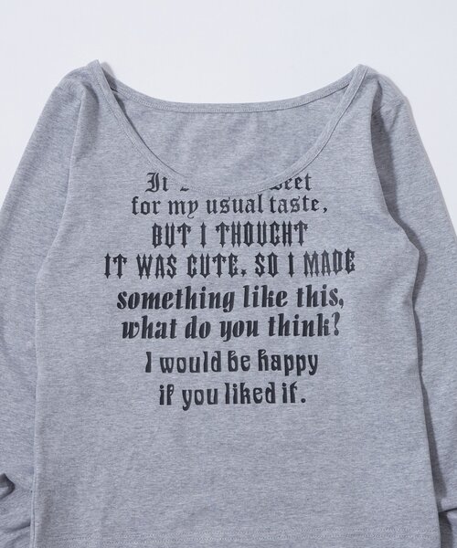 WHO'S WHO gallery（フーズフーギャラリー）の「【WEB限定】フレーズロゴトップス（Tシャツ/カットソー・レディース・ダークブラウン/ネイビー/マスタード/オフホワイト/グレー/ブラック/サックスブルー・FREE）」の18枚目の写真