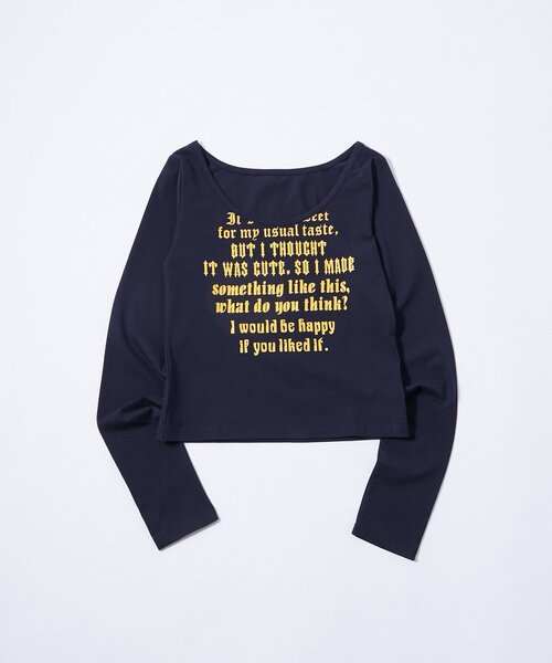 WHO'S WHO gallery（フーズフーギャラリー）の「【WEB限定】フレーズロゴトップス（Tシャツ/カットソー・レディース・ダークブラウン/ネイビー/マスタード/オフホワイト/グレー/ブラック/サックスブルー・FREE）」の19枚目の写真