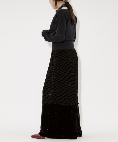 Ezick（エジック）の「2WAY lace collar バイカラーポロニット（ニット/セーター・レディース・ネイビー/チャコール・FREE）」の12枚目の写真