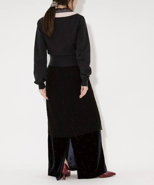 Ezick（エジック）の「2WAY lace collar バイカラーポロニット（ニット/セーター・レディース・ネイビー/チャコール・FREE）」の13枚目の写真