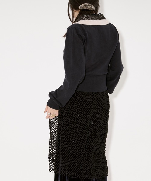 Ezick（エジック）の「2WAY lace collar バイカラーポロニット（ニット/セーター・レディース・ネイビー/チャコール・FREE）」の8枚目の写真