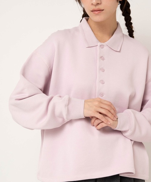 RNA-N（アールエヌエーエヌ）の「M2609 裏パイルポロプルオーバー（ポロシャツ・レディース・ピンク/ライトグレー/スミクロ・FREE）」の3枚目の写真