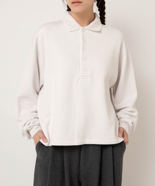 RNA-N（アールエヌエーエヌ）の「M2609 裏パイルポロプルオーバー（ポロシャツ・レディース・ピンク/ライトグレー/スミクロ・FREE）」の4枚目の写真