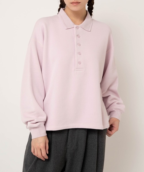 RNA-N（アールエヌエーエヌ）の「M2609 裏パイルポロプルオーバー（ポロシャツ・レディース・ピンク/ライトグレー/スミクロ・FREE）」の8枚目の写真