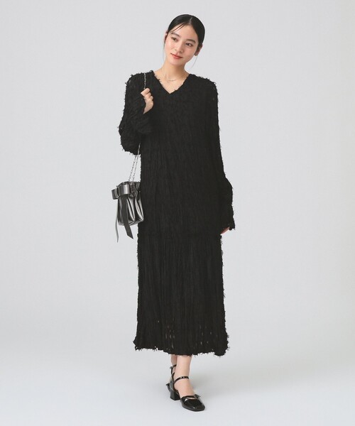 Ray BEAMS(レイビームス)の「フリンジ ジャカード クリンクル ワンピース(ワンピース・レディース・ブラック/ホワイト系その他6・ONE SIZE)」の19枚目の写真