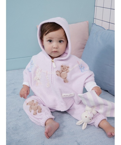 BABY】エアリーモコウォッシングアニマルジャガードポンチョ（その他