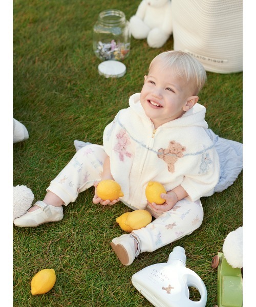 gelato pique(ジェラートピケ)の「【BABY】エアリーモコウォッシングアニマルジャガードポンチョ(その他ベビーウェア・キッズ・ラベンダー/オフホワイト・80)」の2枚目の写真