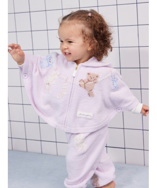 gelato pique(ジェラートピケ)の「【BABY】エアリーモコウォッシングアニマルジャガードポンチョ(その他ベビーウェア・キッズ・ラベンダー/オフホワイト・80)」の4枚目の写真