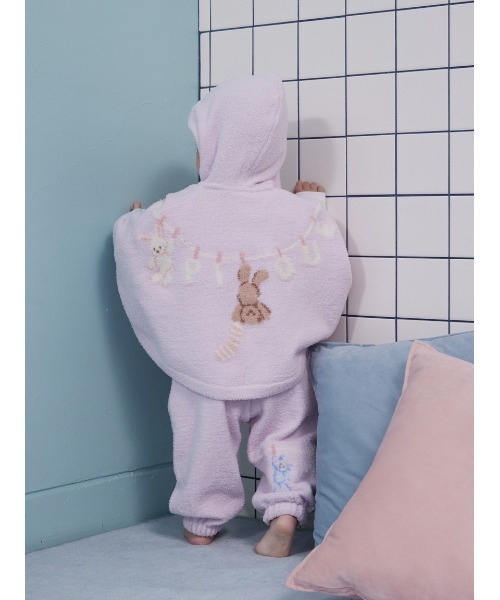 gelato pique(ジェラートピケ)の「【BABY】エアリーモコウォッシングアニマルジャガードポンチョ(その他ベビーウェア・キッズ・ラベンダー/オフホワイト・80)」の9枚目の写真